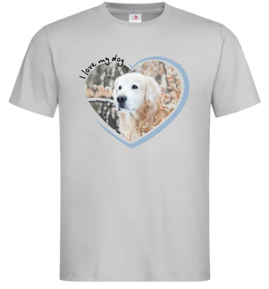 Чоловіча футболка I love my dog Сірий фото