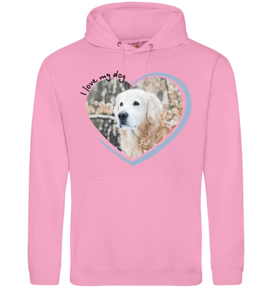 Чоловіча толстовка (худі) I love my dog Рожевий фото