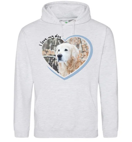 Чоловіча толстовка (худі) I love my dog Сірий меланж фото