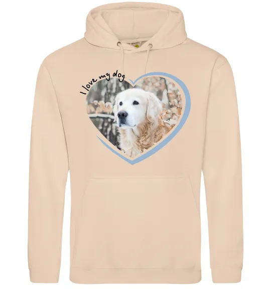 Чоловіча толстовка (худі) I love my dog Пісочний фото