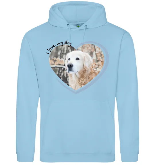 Чоловіча толстовка (худі) I love my dog Блакитний фото