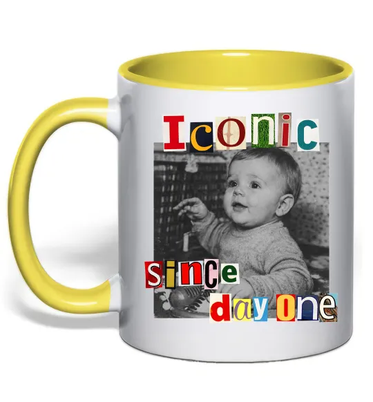 Чашка з кольоровою ручкою Iconic since day one Лимонний фото