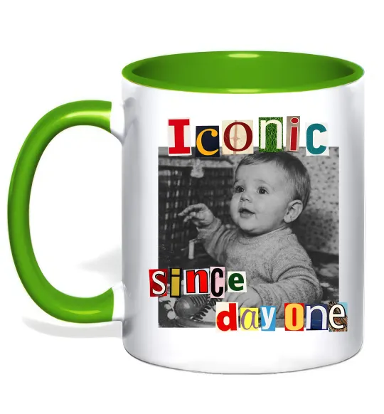 Чашка з кольоровою ручкою Iconic since day one Лаймовий фото