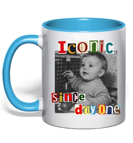 Чашка з кольоровою ручкою Iconic since day one Блакитний фото