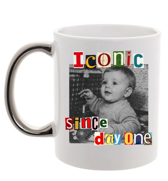 Чашка з кольоровою ручкою Iconic since day one Срібло фото