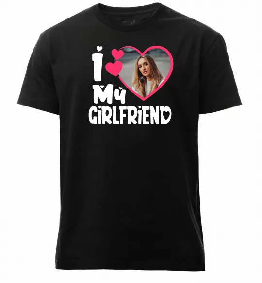 Чоловіча преміум футболка I love my girlfriend photo Чорний фото