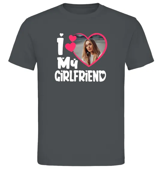 Чоловіча футболка I love my girlfriend photo Графіт фото