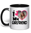 Чашка з кольоровою ручкою I love my girlfriend photo Чорний фото
