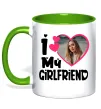 Чашка з кольоровою ручкою I love my girlfriend photo Лаймовий фото