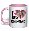 Чашка з кольоровою ручкою I love my girlfriend photo Ніжно рожевий фото