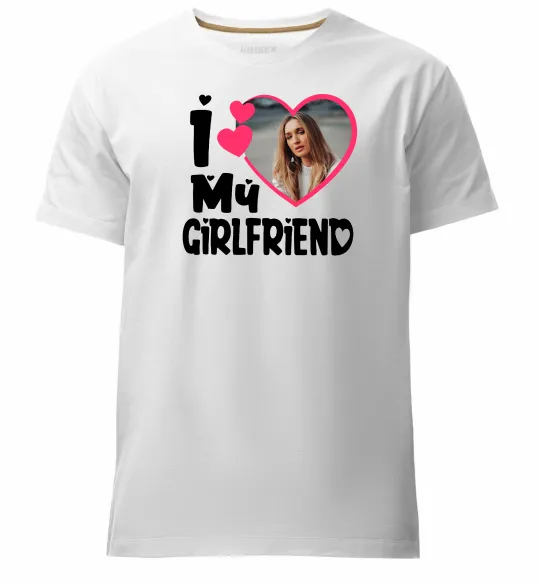 Чоловіча преміум футболка I love my girlfriend photo Білий фото
