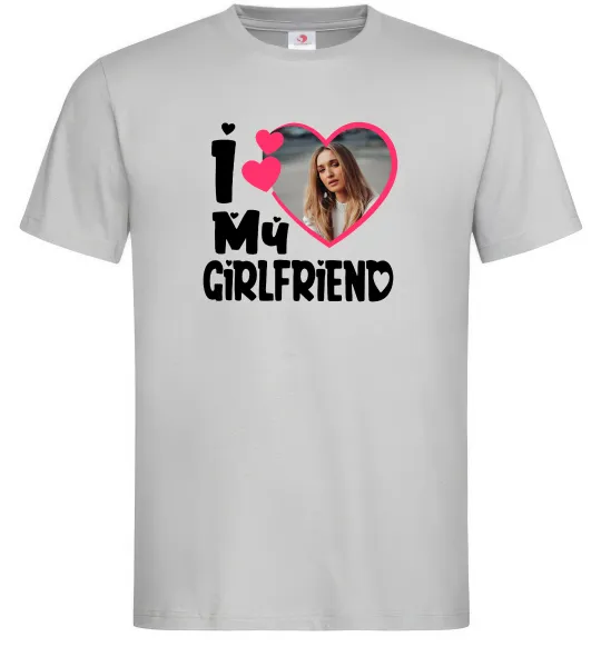 Чоловіча футболка I love my girlfriend photo Сірий фото
