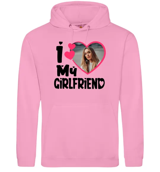 Чоловіча толстовка (худі) I love my girlfriend photo Рожевий фото