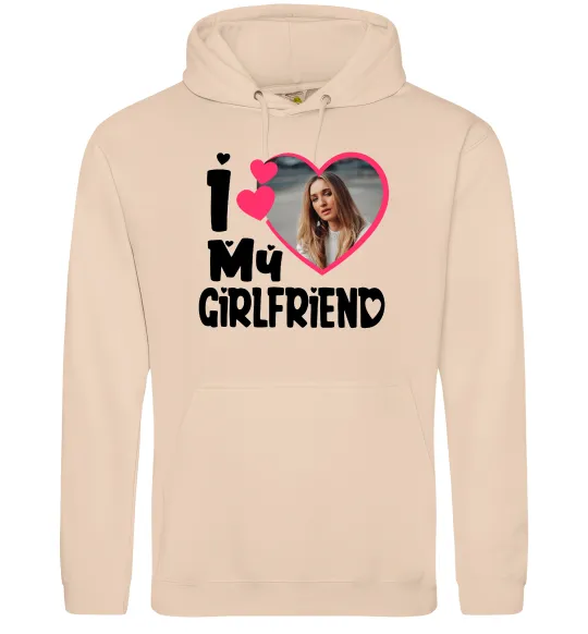 Чоловіча толстовка (худі) I love my girlfriend photo Пісочний фото
