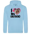 Чоловіча толстовка (худі) I love my girlfriend photo Блакитний фото