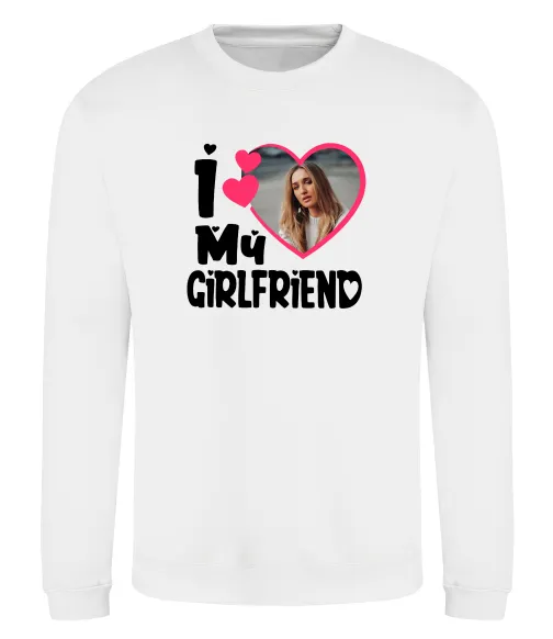 Світшот I love my girlfriend photo Білий фото