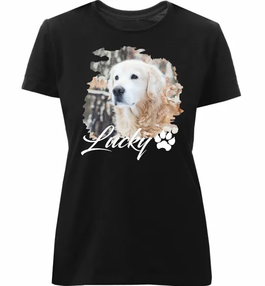 Жіноча преміум футболка Фото тваринки з ім'ям Чорний фото