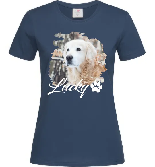 Жіноча футболка Фото тваринки з ім'ям Темно-синій фото