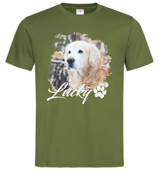 Чоловіча футболка Фото тваринки з ім'ям Оливковий фото