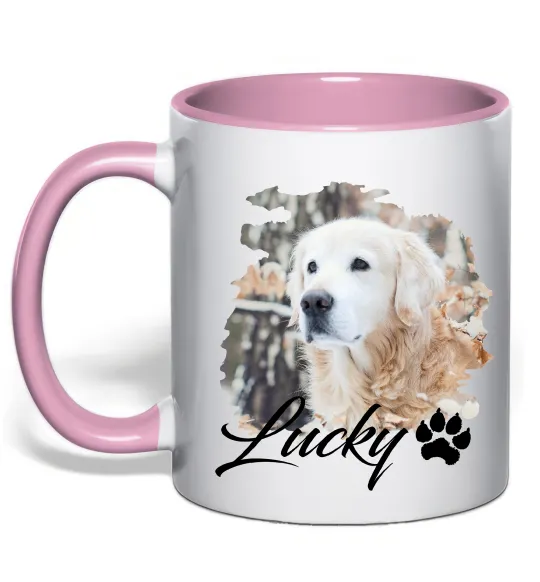 Чашка з кольоровою ручкою Фото тваринки з ім'ям Ніжно рожевий фото