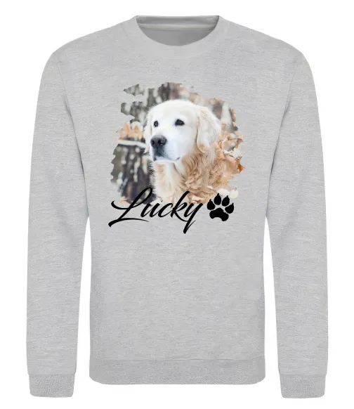 Світшот Фото тваринки з ім'ям Сірий меланж фото