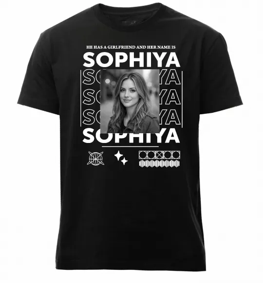 Мужская премиум футболка Girlfriend name Черный фото