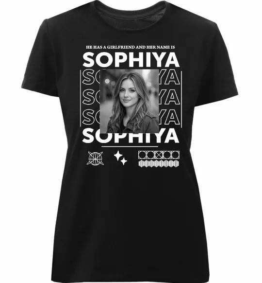 Женская премиум футболка Girlfriend name Черный фото