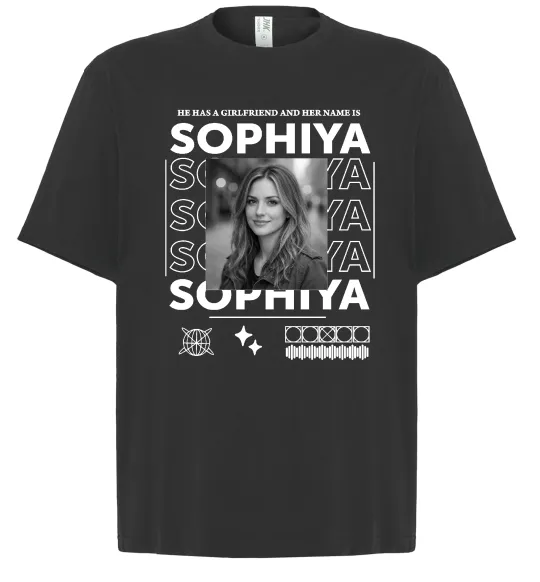 Футболка Оверсайз Girlfriend name Черный фото