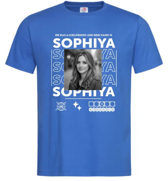Мужская футболка Girlfriend name Ярко-синий фото