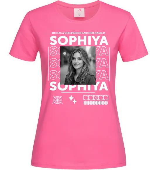 Женская футболка Girlfriend name Ярко-розовый фото