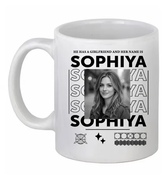 Чашка керамическая Girlfriend name Белый фото