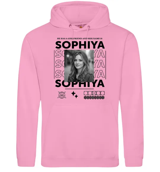 Мужская толстовка (худи) Girlfriend name Розовый фото