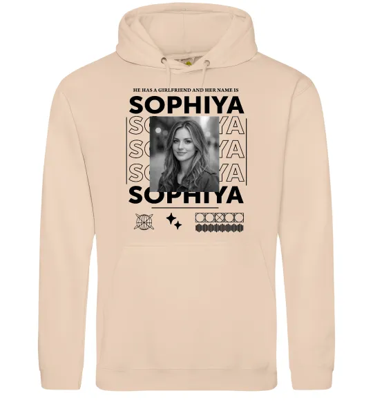 Мужская толстовка (худи) Girlfriend name Песочный фото