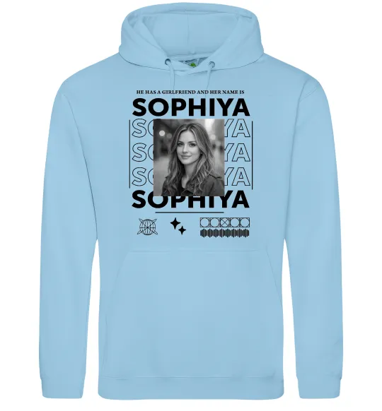 Мужская толстовка (худи) Girlfriend name Голубой фото