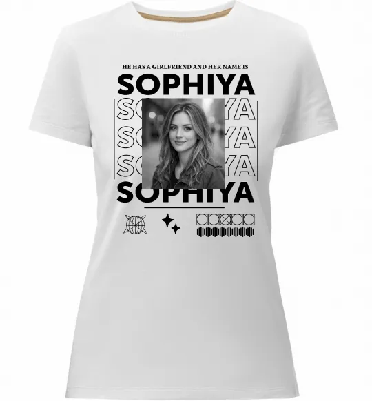 Женская премиум футболка Girlfriend name Белый фото