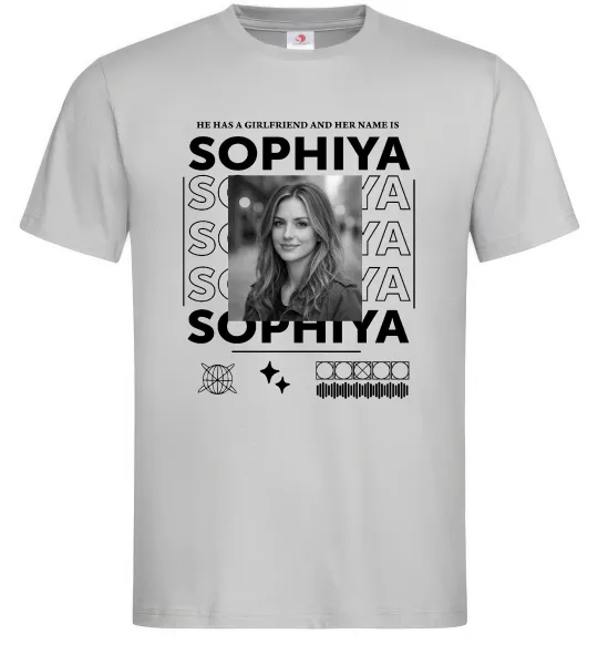 Мужская футболка Girlfriend name Серый фото