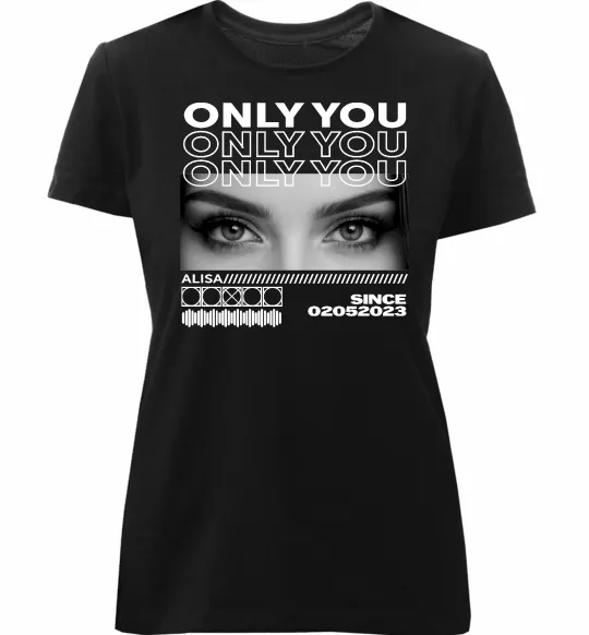 Жіноча преміум футболка Only you eyes Чорний фото