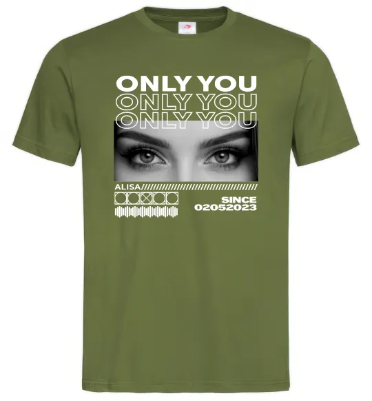 Чоловіча футболка Only you eyes Оливковий фото