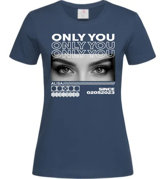 Жіноча футболка Only you eyes Темно-синій фото