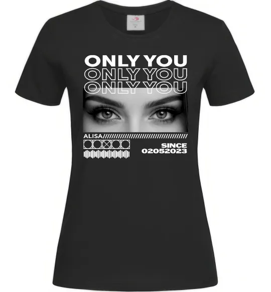 Жіноча футболка Only you eyes Чорний фото