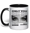 Чашка з кольоровою ручкою Only you eyes Чорний фото