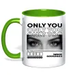 Чашка з кольоровою ручкою Only you eyes Лаймовий фото