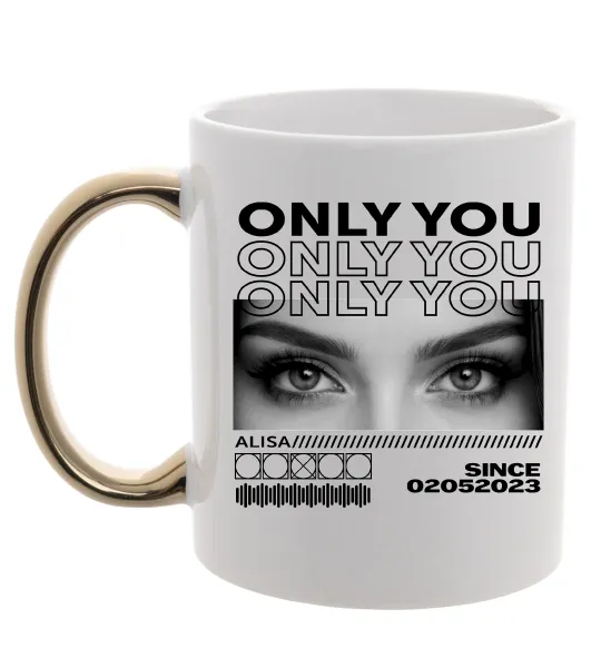 Чашка з кольоровою ручкою Only you eyes Золото фото