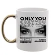 Чашка з кольоровою ручкою Only you eyes Золото фото