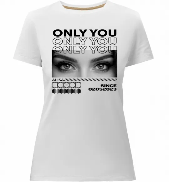 Жіноча преміум футболка Only you eyes Білий фото