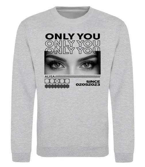 Світшот Only you eyes Сірий меланж фото