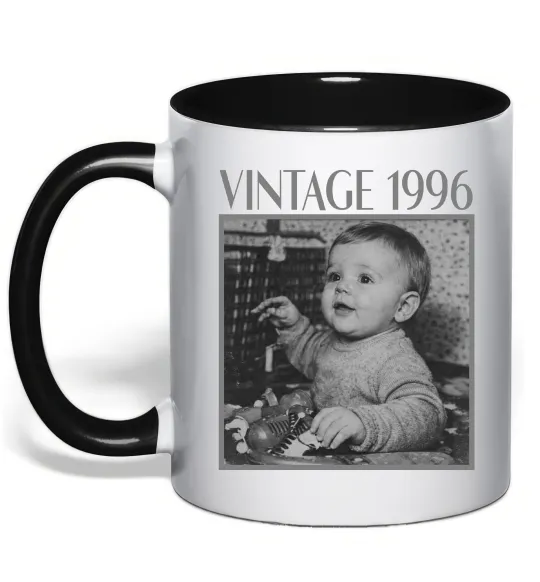 Чашка с цветной ручкой Vintage Дитяче фото Черный фото