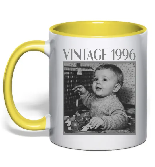 Чашка с цветной ручкой Vintage Дитяче фото Лимонный фото