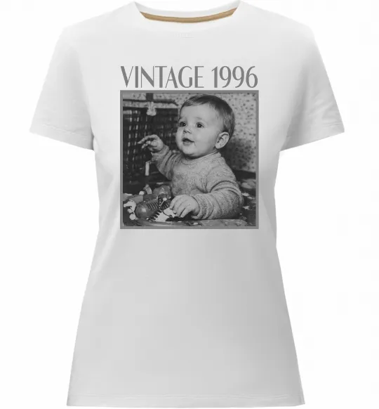 Женская премиум футболка Vintage Дитяче фото Белый фото