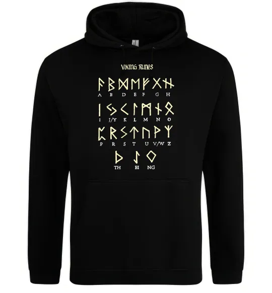 Мужская толстовка (худи) Viking runes Черный фото